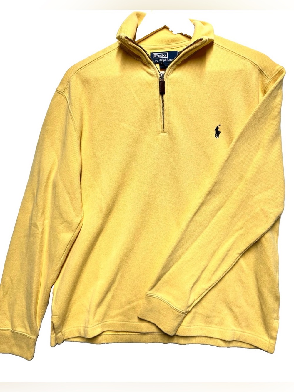 Polo Ralph Lauren Men’s Small Yellow 1/4 Zip Pullover Cotton Pony Sweatshirt